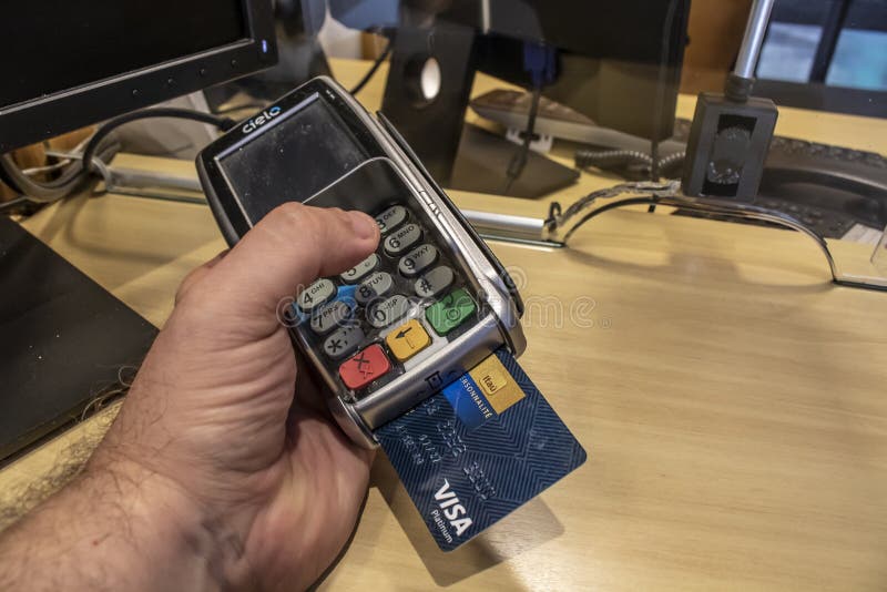 Credit Card Machine Terminal and Visa Credit Card for Payment on Store Editorial Image - Image of visa, payment: 139588210